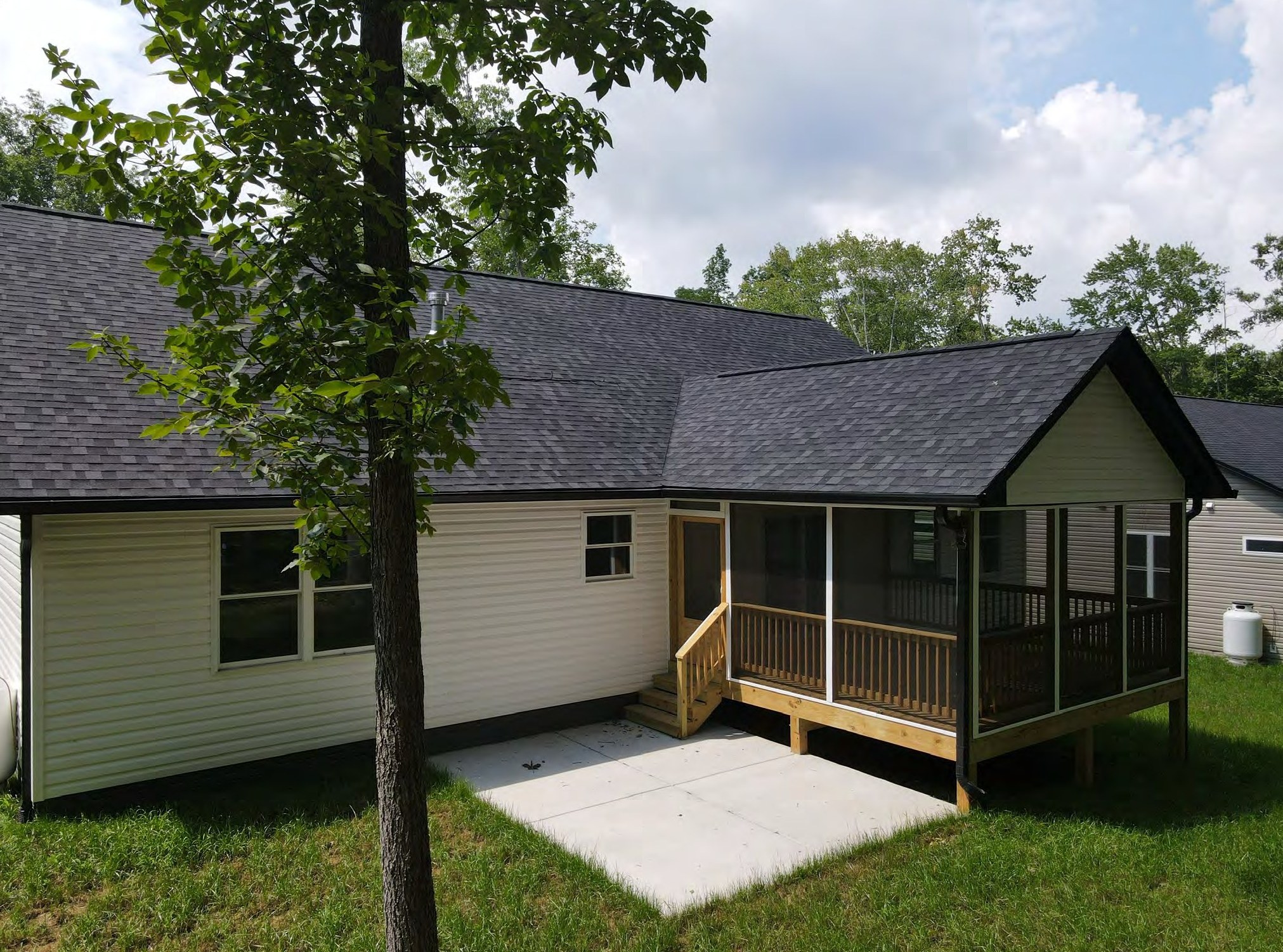 Actual home rear exterior and porch